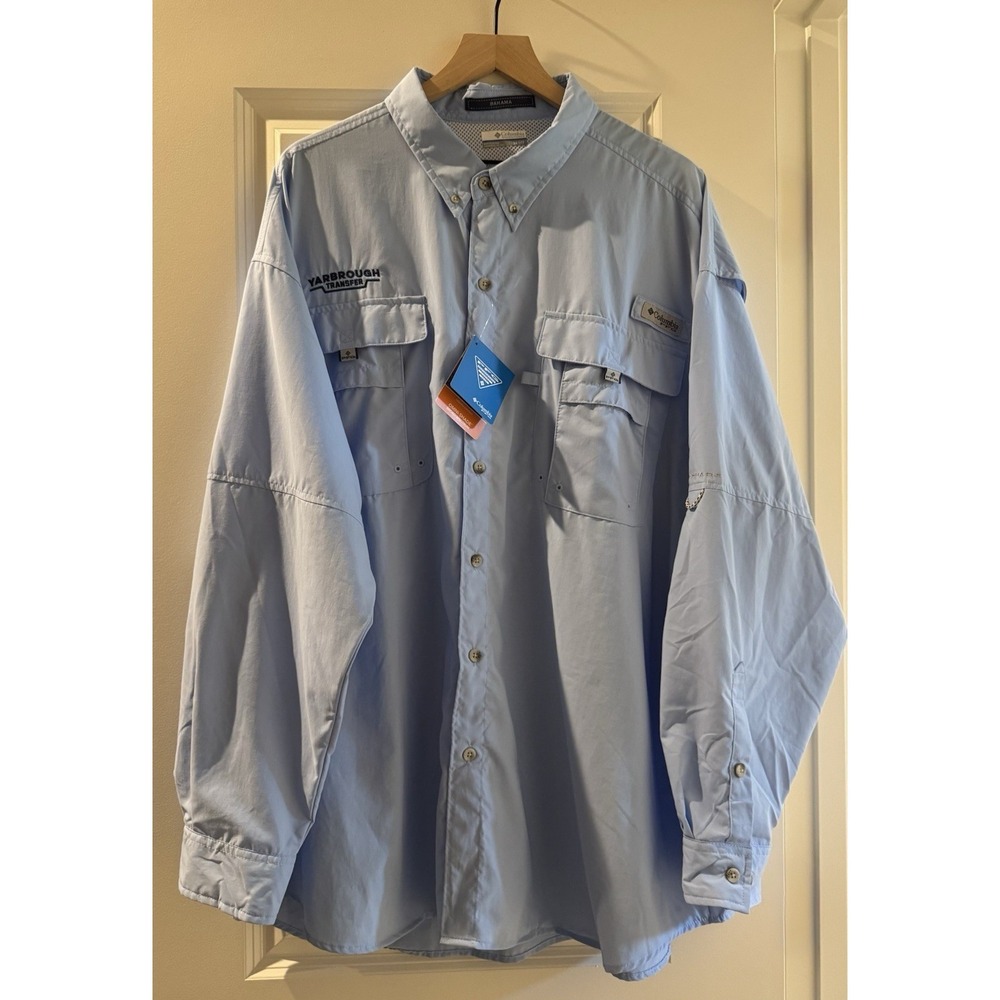 Columbia PFG Bahama Omni Shade Fishing Shirt 3XT NWT Vented Blue Long Sleeve